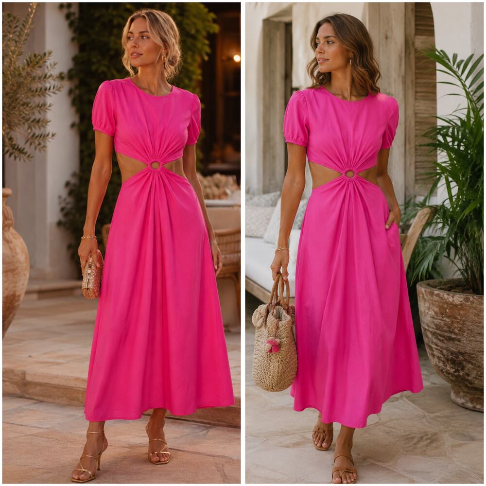 Staud Calypso Pink Cut out Dress Size Small NWT